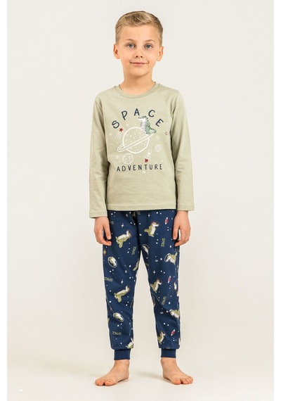 Rolypoly Erkek Çocuk Yeşil Space Adventure Uzun Kol Pijama Takım Rp3863-c-v1 Rp3863-c-v1