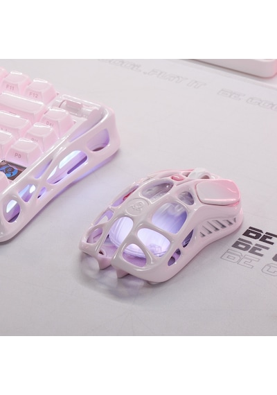 Gravastar Mercury K1+m1 Pro Kablosuz Rgb Işıklı Mekanik Q Gaming Klavye Ve Optik Mouse Seti, Sakura Optik