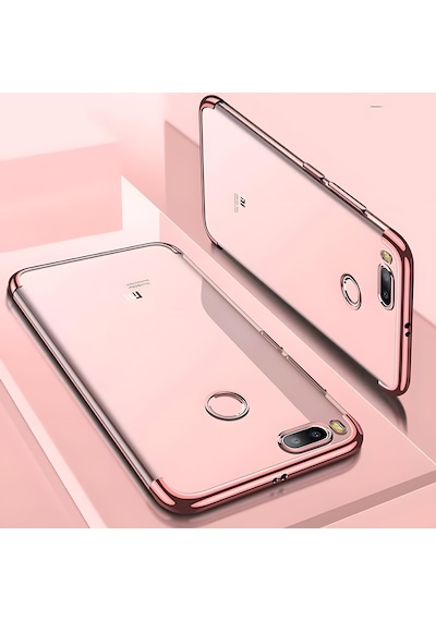 Xiaomi Mi 5x Kılıf Dört Köşeli Lazer Silikon Kılıf Rose Gold