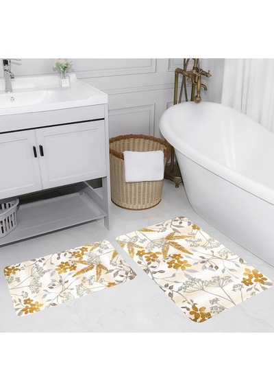 Rovigo Home Baskılı Kaymaz Taban 2 Li Banyo Paspas Takım Rvg5176-100X60-60X50 Çok Renkli