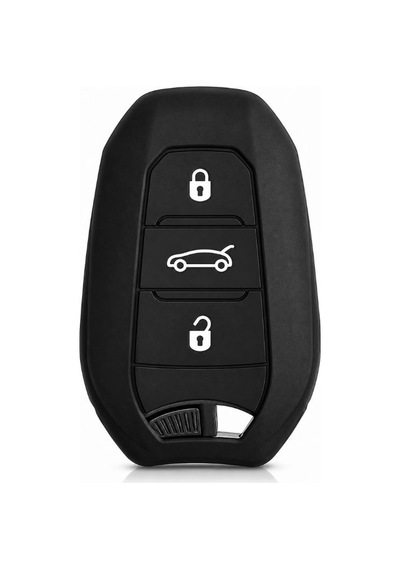 Peugeot Citroen 3 Düğmeli Silikon Anahtar Kılıfı Siyah Koruyucu Kılıf