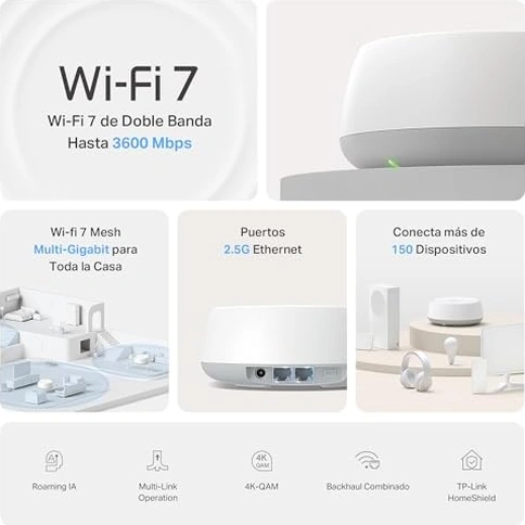 Deco Be25 1-pack, Be3600 Mbps, 2 2.5 Gbps Portlar, Aı Destekli Çoklu İşlem Kabiliyeti, 150 Cihaza Kadar Bağlanılabilirlik, Vpn, Wpa3, Dual-band Wi-fi 7 Mesh Sistemi