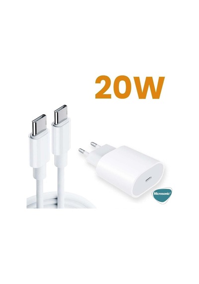 Apple İphone 16 Type-c To Type-c 2 İn 1 Şarj Seti İphone 16 İle Uyumlu Kablo - Beyaz