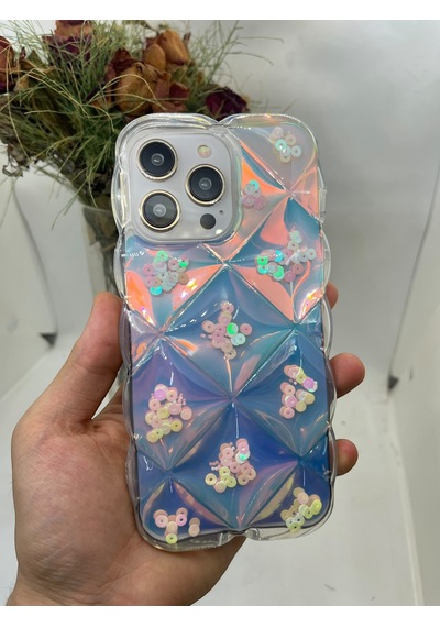 Apple Uyumlu iPhone 15 Pro Max Hologram Puffer Kılıf Cd