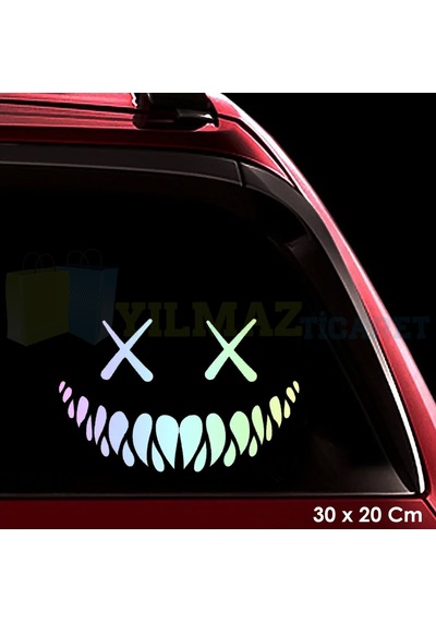 Araba Arka Cam Hologram Gülümseme Oto Sticker Etiket Çıkartma