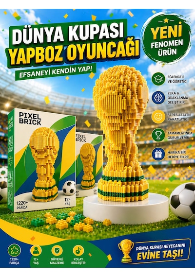 Yapboz Dünya Kupası Puzzle Premium Pixel Brick Koleksiyonluk 1220 Parça Efsane Oyun Set Oyuncak 1