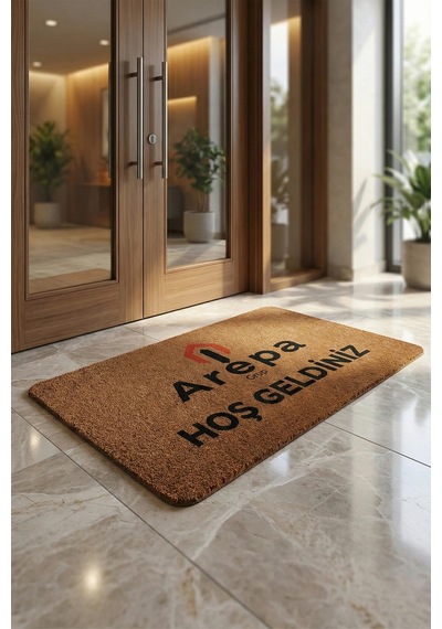 Valerine Life Velür Coco Görünüm Kişiye Firmaya Özel Logolu Ev Ofis İşyeri Kapı Önü Paspası 50x90cm Kahverengi