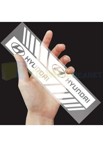 Hyundai Logo Yan Dikiz Ayna Kapağı Şerit Oto Sticker Etiket 3Çift 20 X 2 Cm