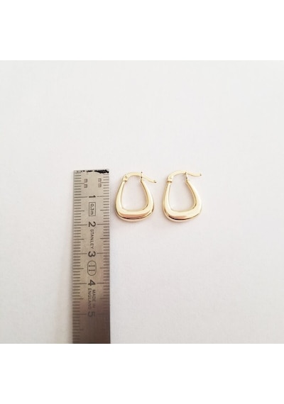 Altın Küpe 14K 585 Parlak Çanta Tasarım 1,8 Cm Zarif Küpe Bombel