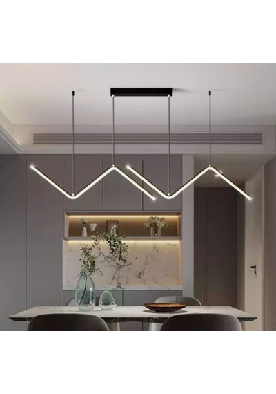 Siyah 120 cm Led 3000K Sarı Işık Modern Sarkıt Avize Yemek Masası