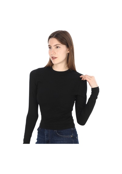 Penyebizden Likralı Pamuk Crop Tişört-slim Fit-siyah
