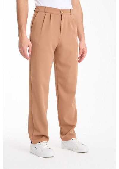 Gugus Erkek Baggy İthal Kumaş Pantolon Bej