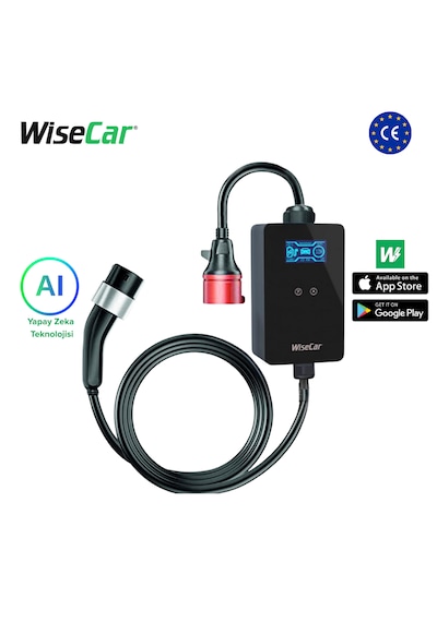 Wisecar Wtp3 22 & 11 Kw Taşınabilir Yapay Zeka Destekli Akıllı Elektrikli Araç Şarj Cihazı Mobil Uygulama & Wisecar Aı 22 kw