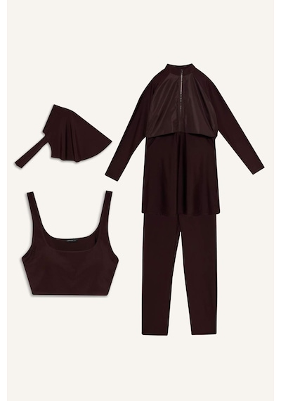 Defacto Regular Fıt 5li Kahverengi Burkini Mayo G8897ax26smbn340 Kahve-bn340