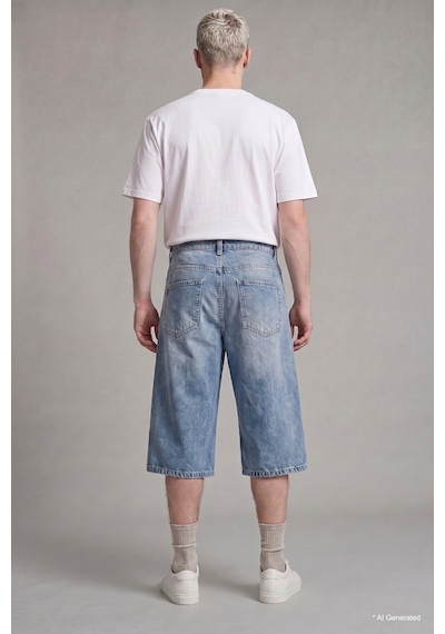Defacto %100 Pamuk Super Baggy Fıt Mavi Bermuda Jean Şort I3952ax26hsnm28 Mavi-nm28