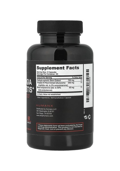 Humanx, Fadogia Agrestis+, 60 Capsules Humanx Nutrıtıon