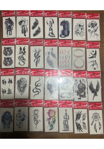 Airbrush Tattoo Minimal Yapıştırma Geçici Dövme Seti 30'lu Seri6