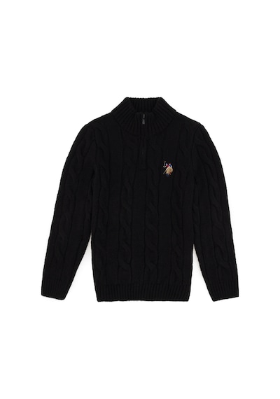 U.S. Polo Assn. Erkek Çocuk Yarım Fermuarlı Siyah Kazak 50297422-VR046
