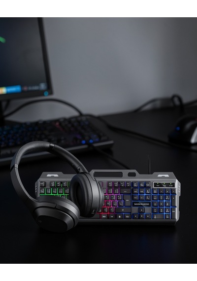 Işıklı Klavye Mouse Set + Bluetooth 5.2 Kulaklık Xuczzzkulaklıkklavyeset-1