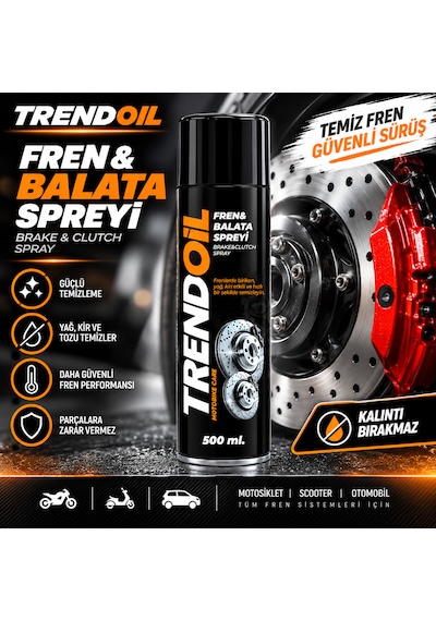 Trendoil Fren Balata Temizleme Spreyi 500 Ml Fren Ve Debriyaj Temizleyici Hızlı Ve Etkili Temizlik