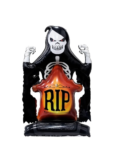 Halloween Rıp Mezar Taşı Azrail Folyo Balon 70x110 Cm Cadılar Bayramı Parti Ev Dekorasyon Süsü Diğer