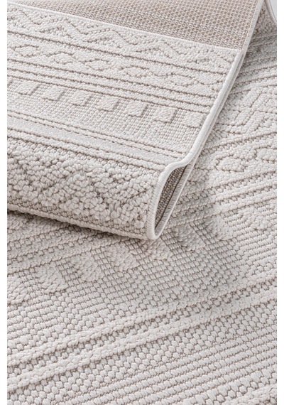 İskandinav Modern Tasarım Sisal Bukle Özel Ölçü Salon Oturma Odası Koridor Halısı Krem Geokrem