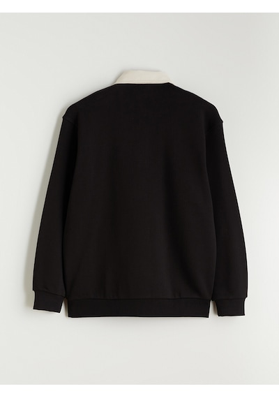 Lcw Vision Kahverengi Kontrast Polo Yakalı Erkek Sweatshirt
