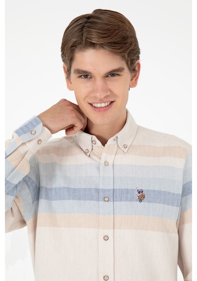 U.s. Polo Assn. Erkek Camel Gömlek Desenli 50298079-vr015 Camel