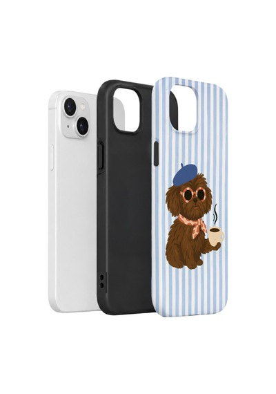 Apple iPhone Uyumlu 14 Vorian Çift Katmanlı Kılıf Cafe Dog Riviera