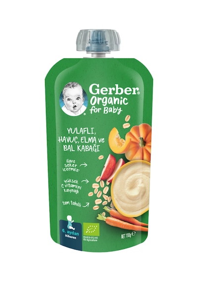 Gerber Organik Yulaflı Elma Havuç ve Balkabaklı Püre 110 G