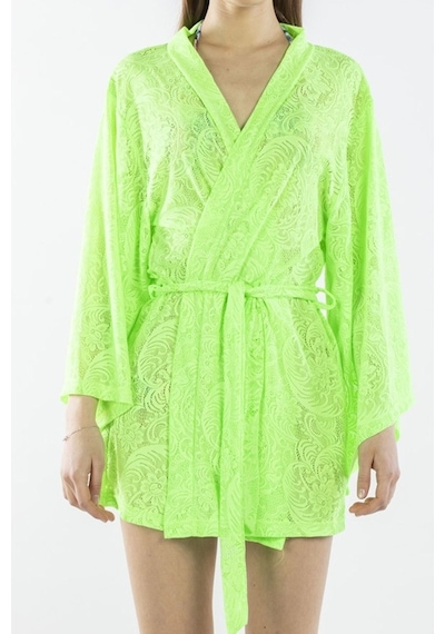 Nicoletta Yeşil Kadın Pareo Kaftan Sabahlık Dantelli Yeşil