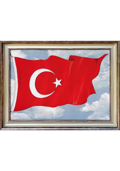 Manzara Serisi-18 Dokuma Goblen Kumaş-Türk Bayrağı