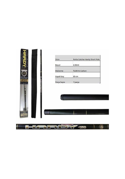 Hardy Short Pole %100 Carbon Kısa Göl Kamışı 4.50 Mt