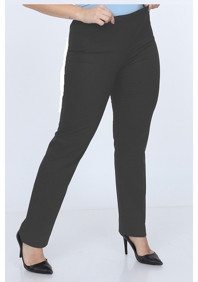 Büyük Beden Beli Lastikli Pantolon Siyah G0011