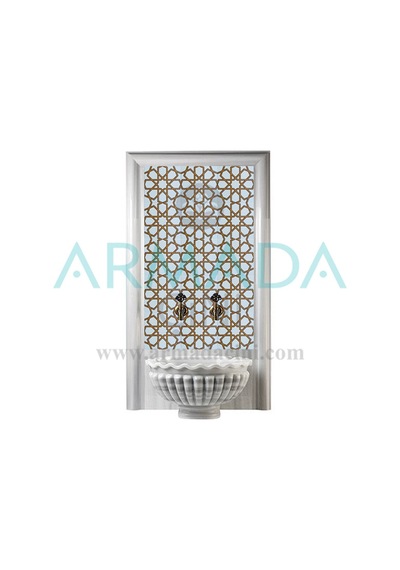 Armada Çini 60X100 CM Sp 89-V Sarı Beyaz Serigraf Türk Hamam Pano