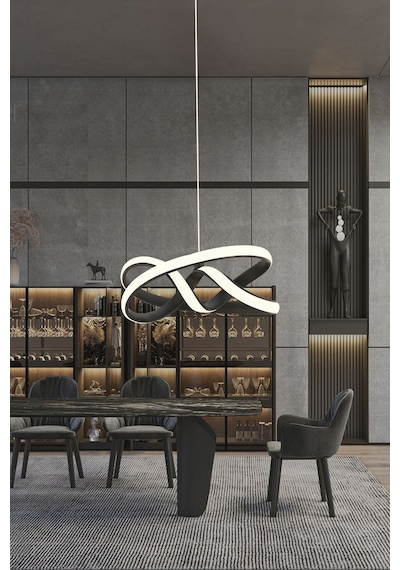 Vino Riserva Model Siyah Renk Metal Salon Mutfak Oturma Yatak Odası Modern Led Sarkıt Avize Gold