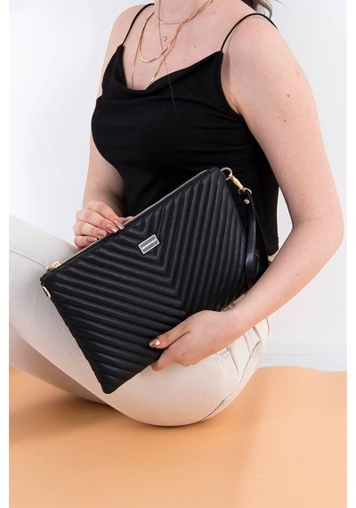 Silver Polo Sp1034 Kadın Portföy & Clutch Kapitone V Siyah-siyah
