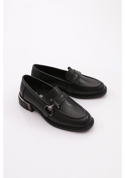 Dgn 26076 Kadın Loafer Ayakkabı Siyah Analin