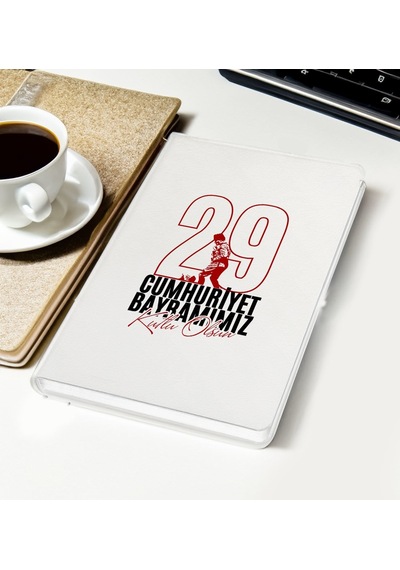 Bk Gift 29 Ekim Temalı Beyaz Defter-5, Arkadaşa Hediye , 29 Ekim Hediyesi, 100.yıl Hediyesi