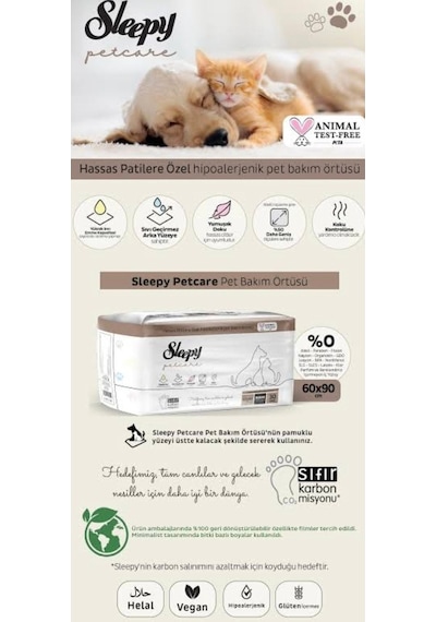 Sleepy Kedi Ve Köpek Kullanımına Uygun Çiş Pedi Yatak Koruyucu 60x90cm Diğer