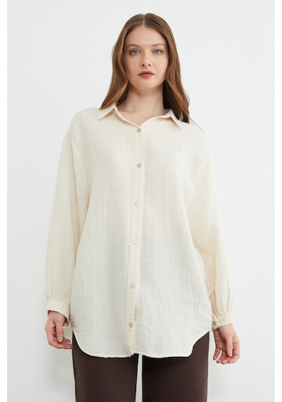 Fullamoda Basic Oversize Gömlek Bej