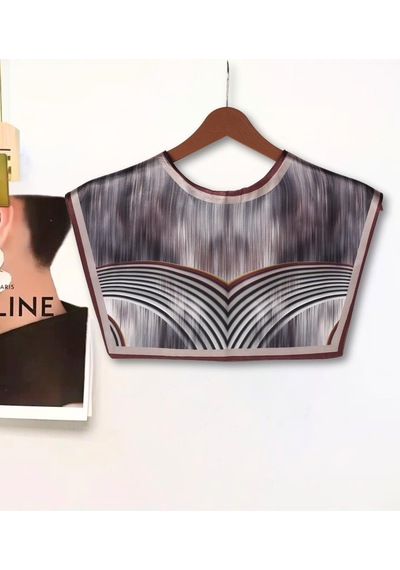 Walkenzo 4864 Şık Desenli Bağlamalı Modern Kadın Omuz Şalı Gri