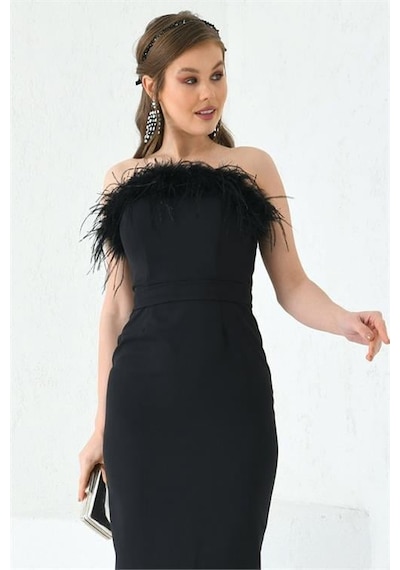 Dip Moda Kadın Straplez Abiye Elbise Dpnbs003 Siyah