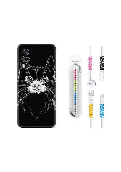 Vivo Y51 Kılıf Kablo Koruyuculu Komik Kedi 1863