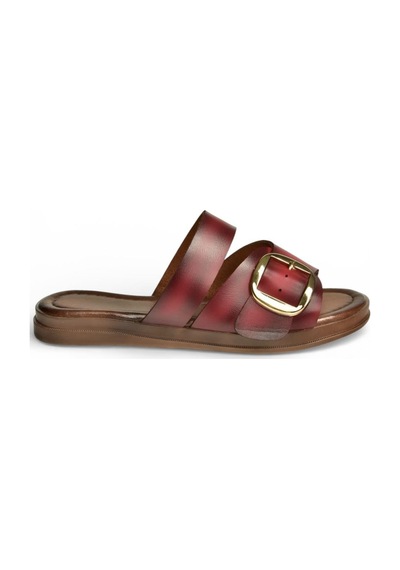 Fox Shoes Y390350703 Bordo Hakiki Deri Kadın Terlik Bordo