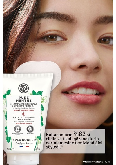 Yves Rocher Akneye Eğilimli Ciltler Için Pure Menthe Peeling Etkili Prebiyotik Yüz Yıkama Jeli-125 Ml