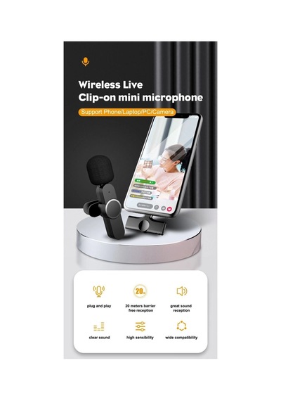 Lightning Girişli Iphone Uyumlu Ikili Kablosuz Yaka Mikrofonu Youtube Facebook Tiktok Vlog Bayi Depom