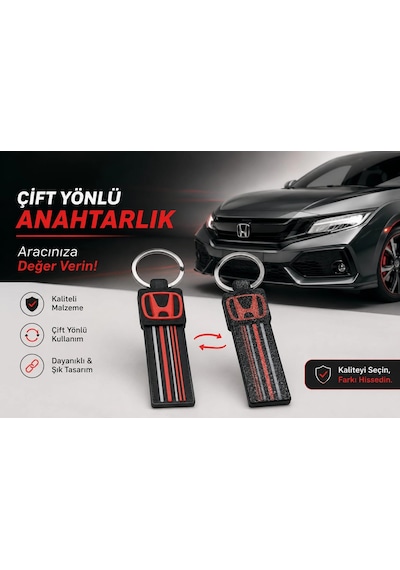 Honda Anahtarlık Çizgili , Honda Araç Anahtarlık - Honda Çift Yönlü Araba Anahtarlığı