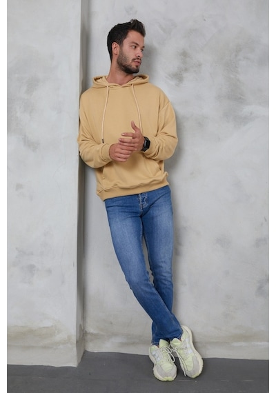 Twenty3 Erkek Oversize Kapüşonlu Kanguru Cepli Ribanalı Uzun Ko (556536066)