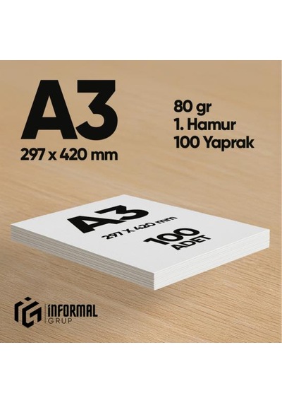 İnformal Fotokopi Kağıdı Premium Kalite A3 80 Gr 100 Yaprak